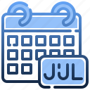 july, time, date, monthly, schedule