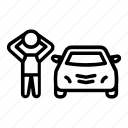 asking, automobile, car, crying, help, man, vehicle