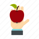 apple, diet, food, fruit, hand, health, nutrition