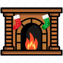 chimney, christmas, fireplace, furniture, living, warm, winter