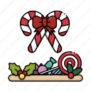 mistletoe, christmas, ribbon, holiday, candy