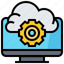 cloud, computer, data, gear, service, technology