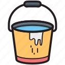 bucket, pail, paint bucket, water, water bucket