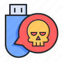 usb, virus, skull, flash drive