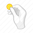 cartoon, coin, concept, hand, magic, magician, white