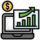 profit, bar, chart, growth, laptop, dollar