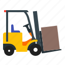 forklift, vehicle, warehouse, fork