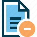 delete, document, file, minus, remove