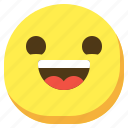 emoji, emoticon, expression, happy, open, smile, smileys