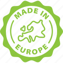 made in europe, green, stamp, label