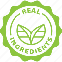 real ingredients, green, stamp, label