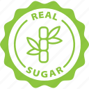 real sugar, green, stamp, label