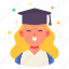 avatar, congrats, degree, graduated, university, woman, people 