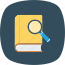 book, explore, research, search icon