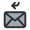 email, arrow, envelope, letter, mail, message, reply