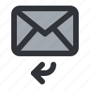 email, arrow, envelope, letter, mail, message, reply