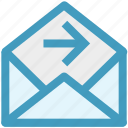 email, forward, letter, message, open, right arrow