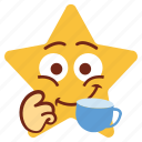 cartoon, character, cup, drink, emoji, emotion, star