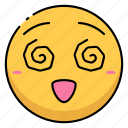 dizzy, emoji, emoticon, expression, smiley