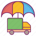 delivery, no damage, safe from rain and sunlight, umbrella, vehicle, vprotected