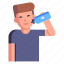 water bottle, drinking water, drinking, avatar, person