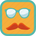 moustache, hipster, smart, glasses, gamification, badge