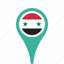 country, county, flag, map, national, pin, syria