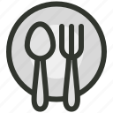 dinner, food, hospitality, plate, restaurant, spoon, fork