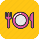 dining, fork, knife, plate, restaurant