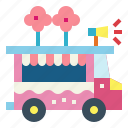 candy, cotton, dessert, food, sweet, truck, van