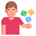 dice player, dice game, gambling, casino, dices