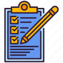 checklist, clipboard, notepad, report