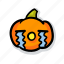 pumpkin, halloween, emoji, kawaii, cute, cry, sad 