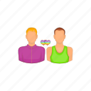 cartoon, couple, gay, homosexual, men, sign, two