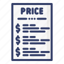 price, list, checklist, sale, tag