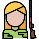 woman, rifle, gun, weapon, hunter, hunting