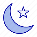 moon, night, star