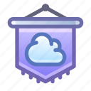 flag, cloud, badge