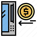 arrow, business, coin, machine