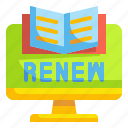 book, computer, library, loan, online, renew, school