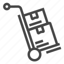 delivery, fragile, package, trolley