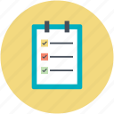 checklist, clipboard, document, pen, questionnaire