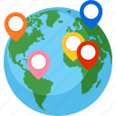 globe, location, pin, world map