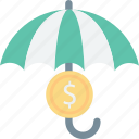 coins, financial, insurance, umbrella, wealth