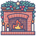 christmas, brick, fireplace, xmas