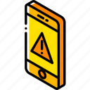 alert, device, function, iso, isometric, smartphone