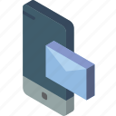 device, function, iso, isometric, mail, smartphone