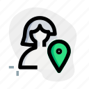 location, map, pin, single woman