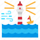 flood, lighthouse, sea, storm, wave