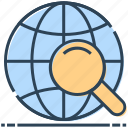 globe, internet, magnifier, networking, search, world